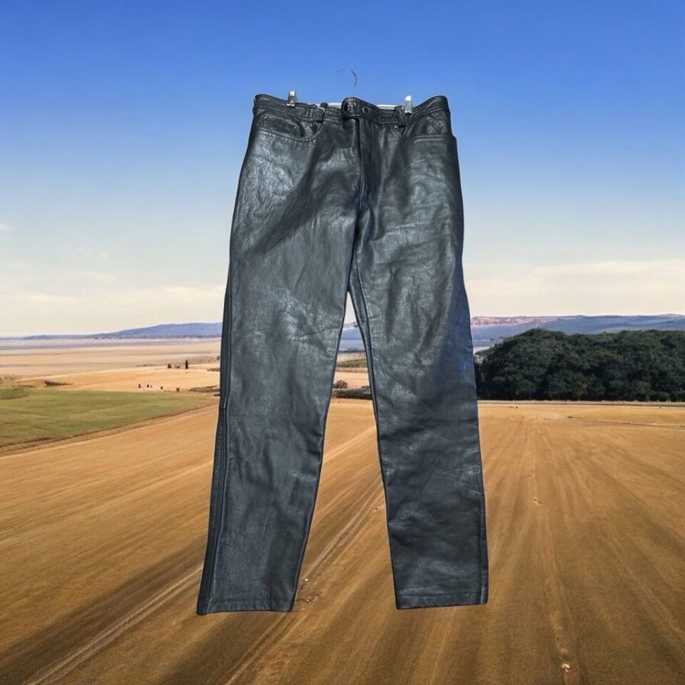 Men’s,Leather Pant, Black, Size M, Zipper,Button, Straight boot.!